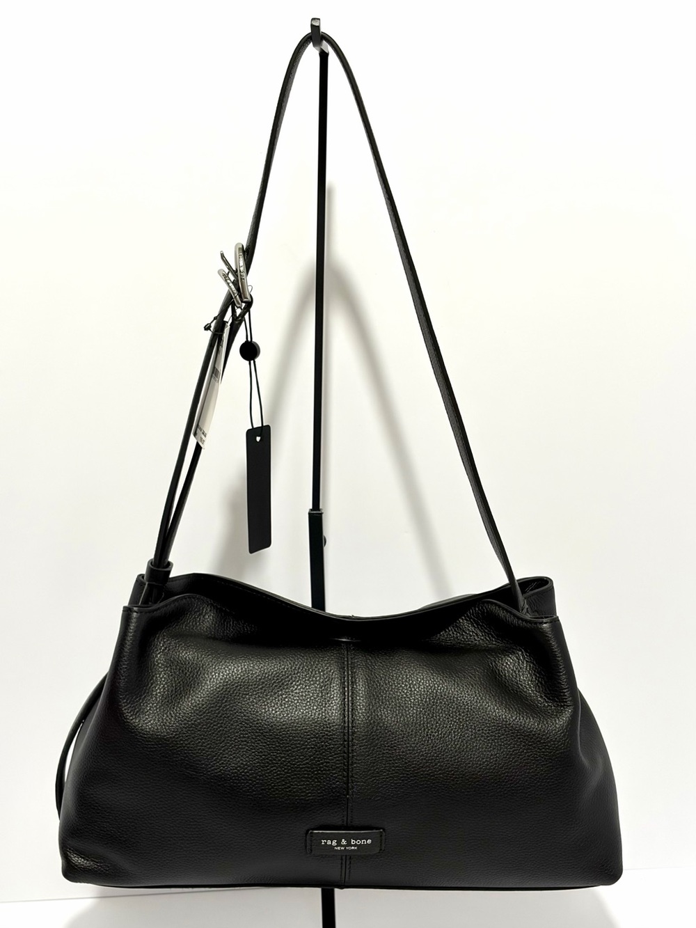 rag & bone Taylor Leather Shoulder Bag In Black/Silver NWT